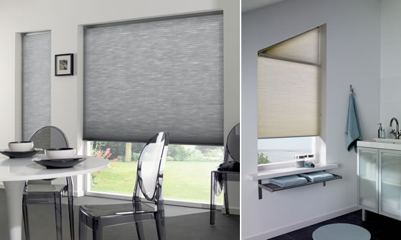 Unusual shaped windows fitted with Duette blinds