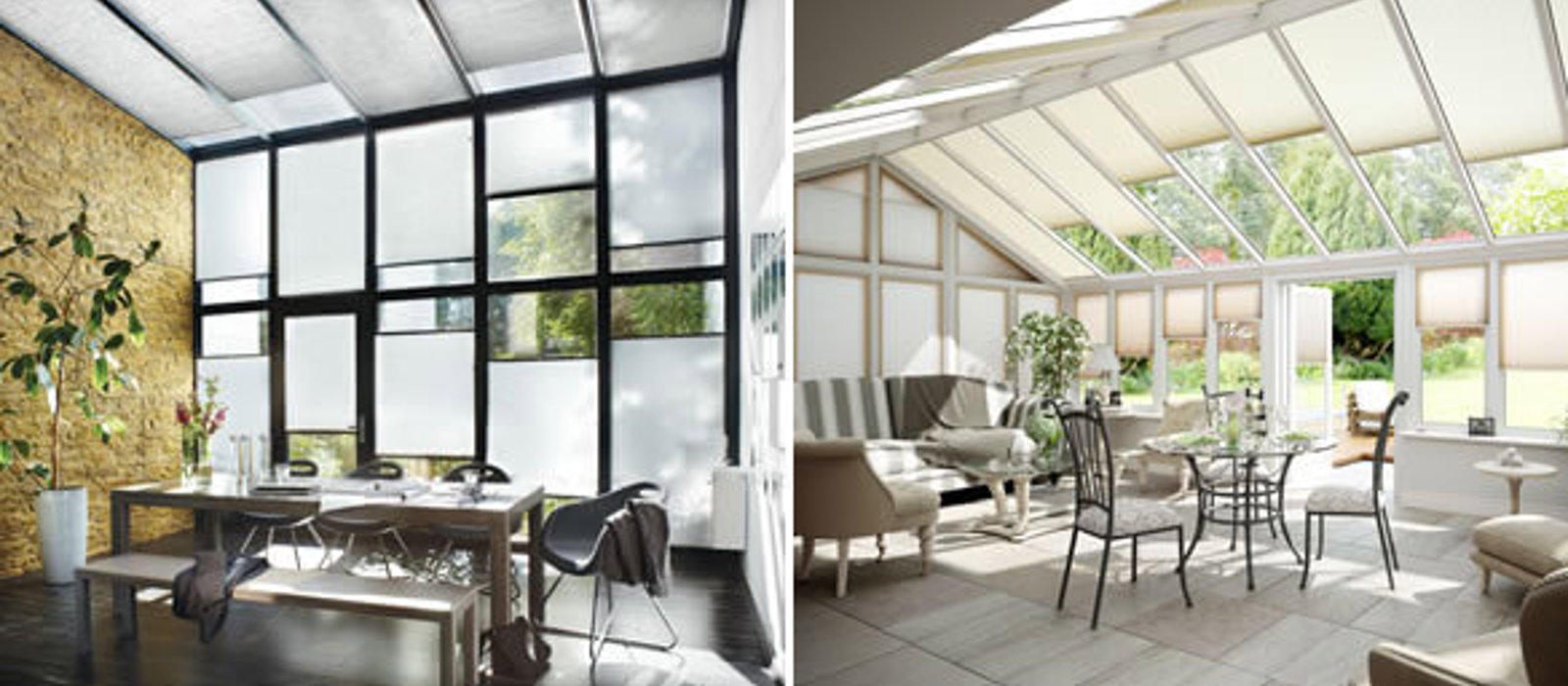 Conservatory roof fitted with Duette energy saving blinds to reduce heat